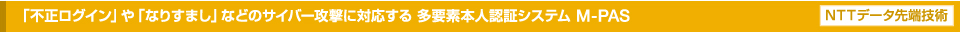 「不正ログイン」や「なりすまし」などのサイバー攻撃に対応する多要素本人認証システム M-PAS